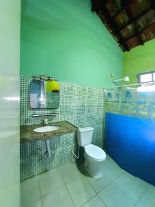 a bathroom with a toilet and a sink at Casa de Temporada das Mangueiras in Olinda +84 photos
