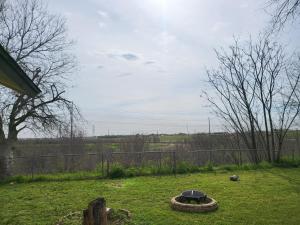 a backyard with a grill in the grass at Green Haven Studio near Austin Airport COTA in Austin