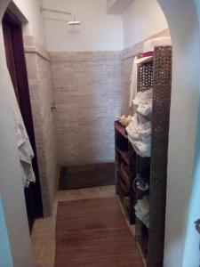 a bathroom with a shower with a walk in closet at Mwezi Nyota in Malindi