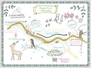 un mapa del mapa de senderismo forestal de los rangers en ANDO HOTEL NARA Wakakusayama -DLIGHT LIFE & HOTELS-, en Nara
