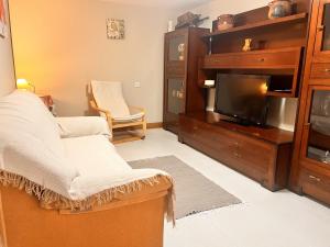 a living room with a tv and a couch at La casita de la abuela in Villarcayo