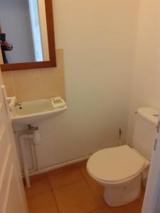 uma casa de banho com um WC e um lavatório em Superbe duplex em Monflanquin