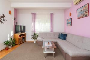 Televízia a/alebo spoločenská miestnosť v ubytovaní Seaside Holiday Home Jelica