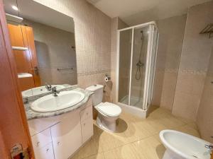 アルコセブレにあるApartamentos Gardenias 3000のバスルーム(トイレ、洗面台、シャワー付)