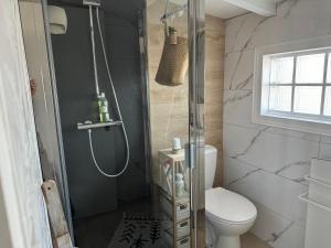 un baño con ducha y WC en ღ La Cabane Rochelaise • Vue sur le vieux-port, en La Rochelle 24 fotos más