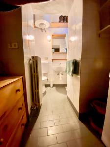 un piccolo bagno con un water e un lavandino di Monolocale accogliente a Bardonecchia Altre 11 foto