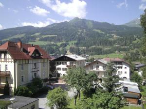 Vistas a una ciudad con montañas en el fondo en Villa Laner, en Bad Hofgastein