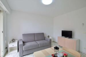 ein Wohnzimmer mit einem Sofa und einem TV in der Unterkunft Cosy studio aperçu mer Monaco border in Beausoleil