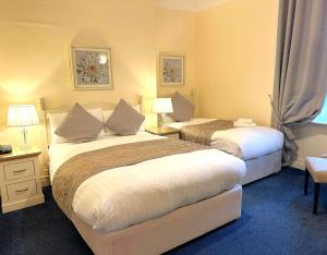 a hotel room with two beds in a room at Baggot Court Townhouse in Dublin