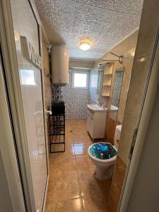 een badkamer met een toilet en een wastafel bij Кокалу Бийч Апартаменти in Nesebar