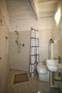 W łazience znajduje się toaleta, umywalka i prysznic. w obiekcie Appartamento il Girasole w mieście Cetona