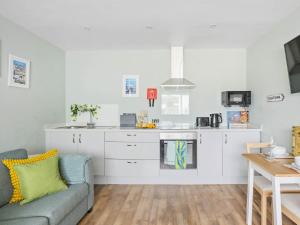 uma sala de estar com um sofá e uma cozinha em 1 Bed in Brixham 78520 em Galmpton-on-the-Dart
