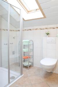 a bathroom with a shower and a toilet at Appartement in Farchant in Farchant