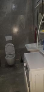 een badkamer met een toilet en een wastafel bij J & A in Tirana