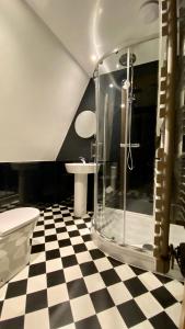 莫克姆的住宿－The Bath Rooms，带淋浴、卫生间和盥洗盆的浴室