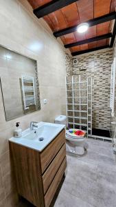 łazienka z umywalką i toaletą w obiekcie Ca lAixut Turismo Rural w mieście Gratallops