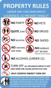 a bunch of prohibitory signs in a flyer at Chateau de Woodlawn - Room III - The Dream Catcher in Chicago