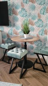 a table and two chairs with a plant on it at APARTAMENT JARACZA 28/12 in Słupsk