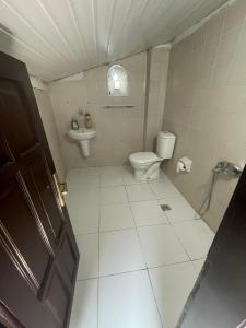 アンタルヤにあるディディハン パンシオンの小さなバスルーム(トイレ、シンク付)