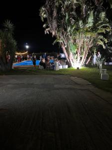 un groupe de personnes assises dans un parc la nuit dans l'établissement PROJEKT X, à Villasmundo
