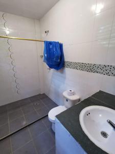 a bathroom with a white toilet and a sink at Ecogreen Hotel - San Cipriano in San Cipriano