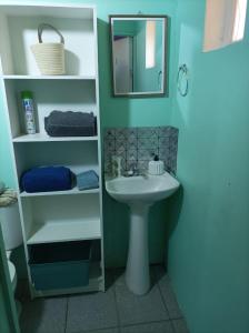 伊斯拉德邁波的住宿－Casa Lo Herrera，一间带水槽和镜子的浴室