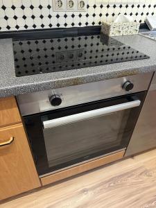 a stainless steel oven in a kitchen with a counter at MELLoWY Monteure, TV, Küche, Bad in Gaggenau