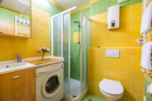 La salle de bains est pourvue d'un lave-linge et d'une douche. dans l'établissement Riversound, à Kranjska Gora