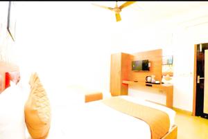 a bedroom with a bed and a television in it at Backpacker - Stay Villa Delhi Airport in New Delhi