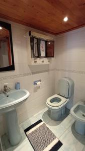 ein Bad mit einem WC und einem Waschbecken in der Unterkunft Orion Guesthouse Telhado in Fundão