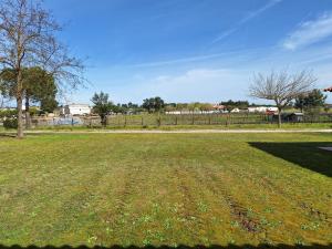 a field of grass with a fence in the background at Quinta São José in Coruche