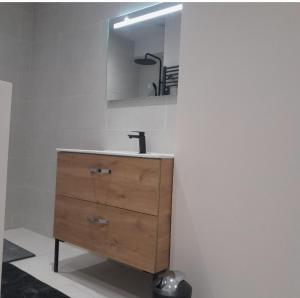 a bathroom with a sink and a mirror at Apartment calme in Remiremont