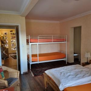 1 Schlafzimmer mit 2 Etagenbetten in einem Zimmer in der Unterkunft Bed and Breakfast Dannevirke in Owschlag