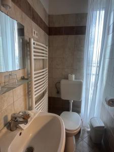 y baño con lavabo y aseo. en Hotel Rose City en Budapest