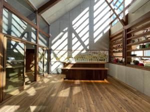 a tasting room with a glass ceiling and wooden floors at Nagano Forest Village "former name: Iizuna Kogen C - Vacation STAY 42158v 