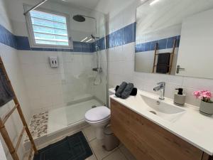 un bagno con lavandino, wc e doccia di Ti Diamant Bo Kaï a Le Diamant