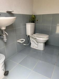 łazienka z toaletą i umywalką w obiekcie Casa Finca La Maquinaria w mieście Arjona