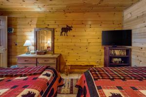 Newry的住宿－Sunday River Ridge，一间卧室配有两张床和一台平面电视