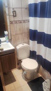 een badkamer met een wit toilet en een wastafel bij casa sergio in Punta Arenas
