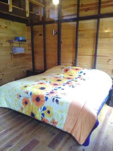 マサミトラにあるCABAÑA MINCHYの木製の壁のドミトリールーム(ベッド1台)
