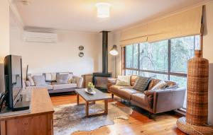 a living room with a couch and a tv at The Escarpment in Halls Gap