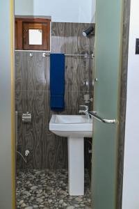 a bathroom with a sink and a shower at Negombo Royal Villa by Hotel Oviniru in Negombo