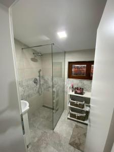 Un baño con ducha de cristal y un inodoro. en Villa Ruža Vareš, en Vareš 31 fotos más