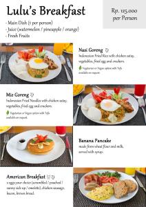 a collage of different breakfast dishes on a table at Villa Mia Seminyak - Boutique Villas in Seminyak
