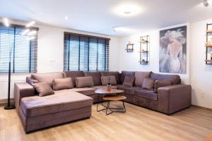 Posezení v ubytování Stijlvol appartement met jacuzzi & sauna