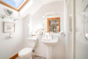 a bathroom with a toilet and a sink and a shower at Killoran House in Dervaig
