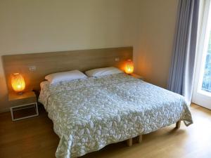 ein Schlafzimmer mit einem Bett mit zwei Kissen darauf in der Unterkunft Agriturismo Forest B&B in Iseo