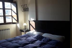 a large bed in a bedroom with a window at Ibones azules in Sallent de Gállego