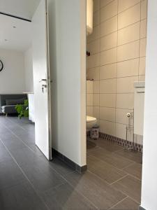 a bathroom with a toilet in a room at Studio indépendant et cosy in Basse-Goulaine
