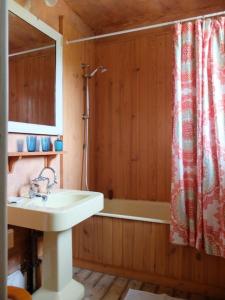 ein Badezimmer mit Waschbecken, Dusche und Badewanne in der Unterkunft Château Seguier - Loire Valley and vineyards in Brinon-sur-Sauldre